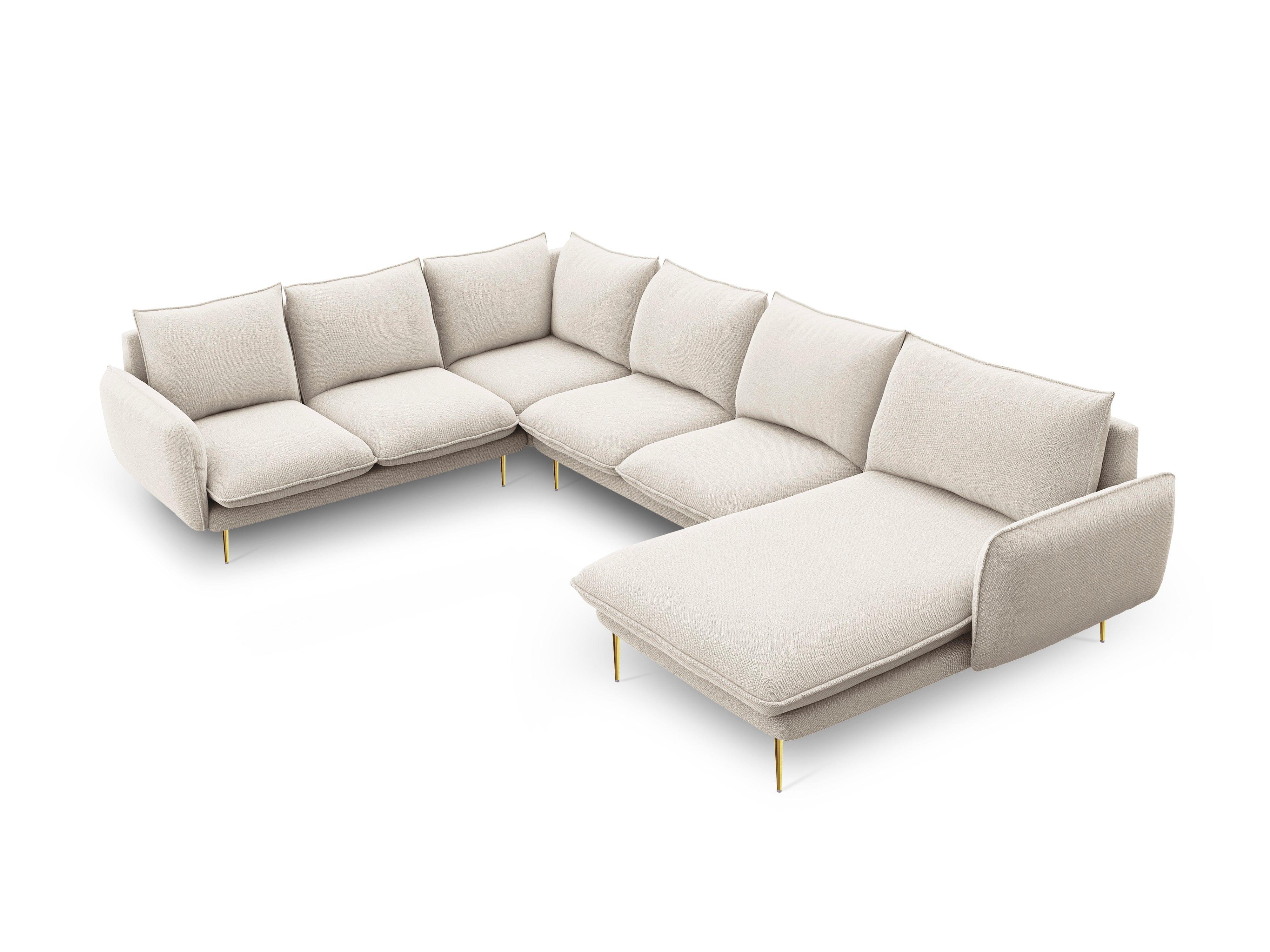 VIENNA left side panoramic corner sofa sand with gold base - Eye on Design