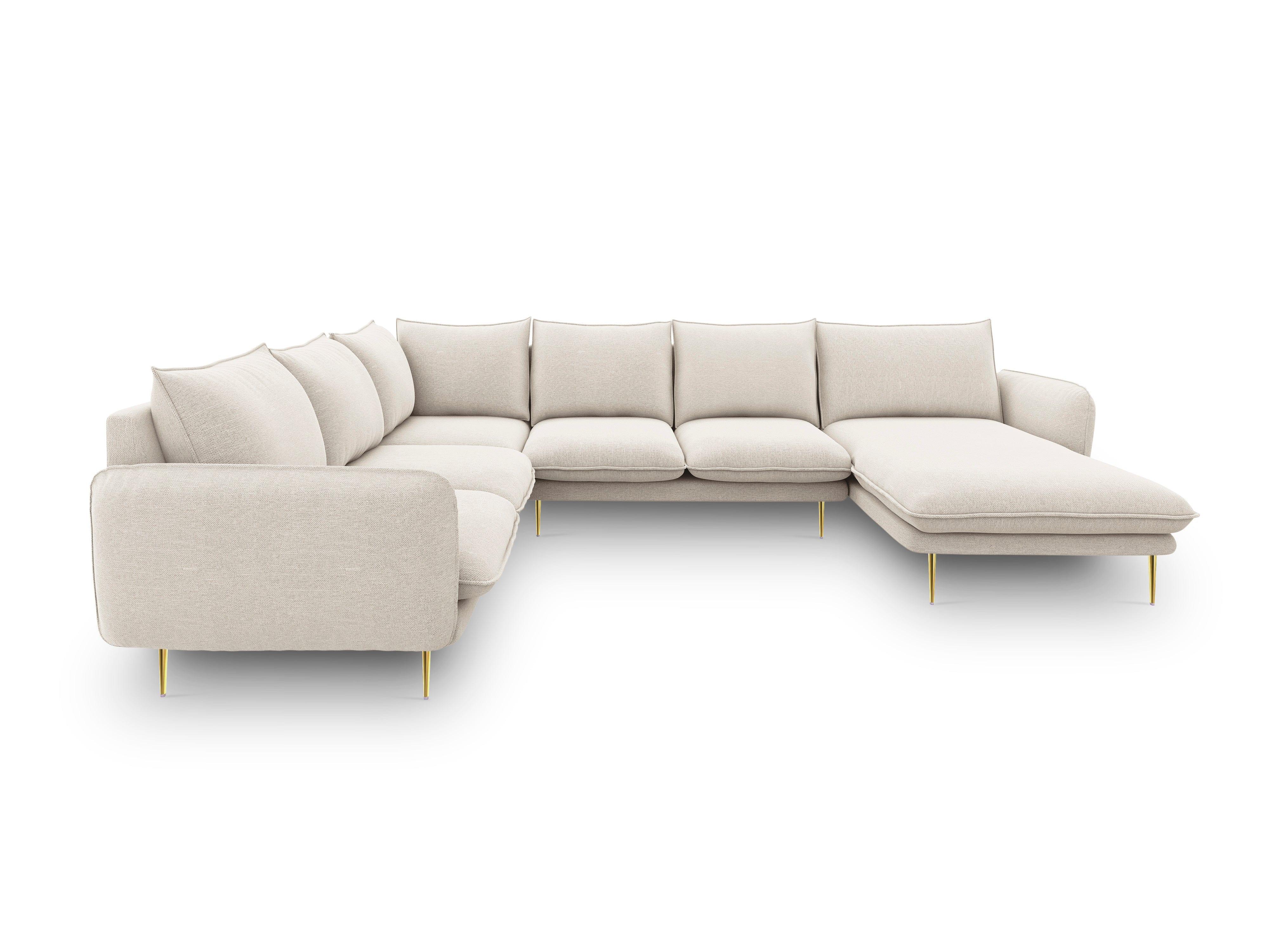 VIENNA left side panoramic corner sofa sand with gold base - Eye on Design