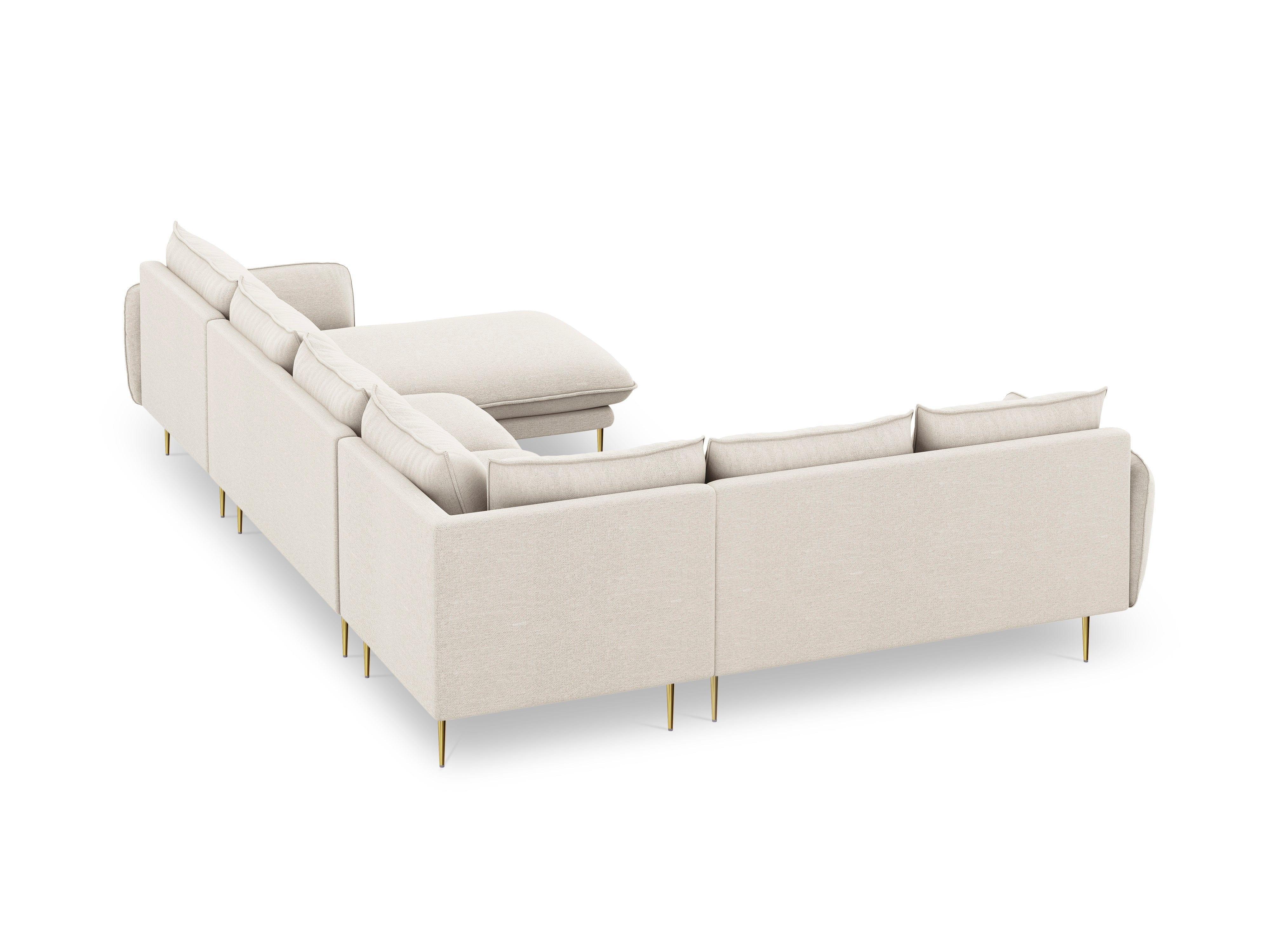 VIENNA left side panoramic corner sofa sand with gold base - Eye on Design