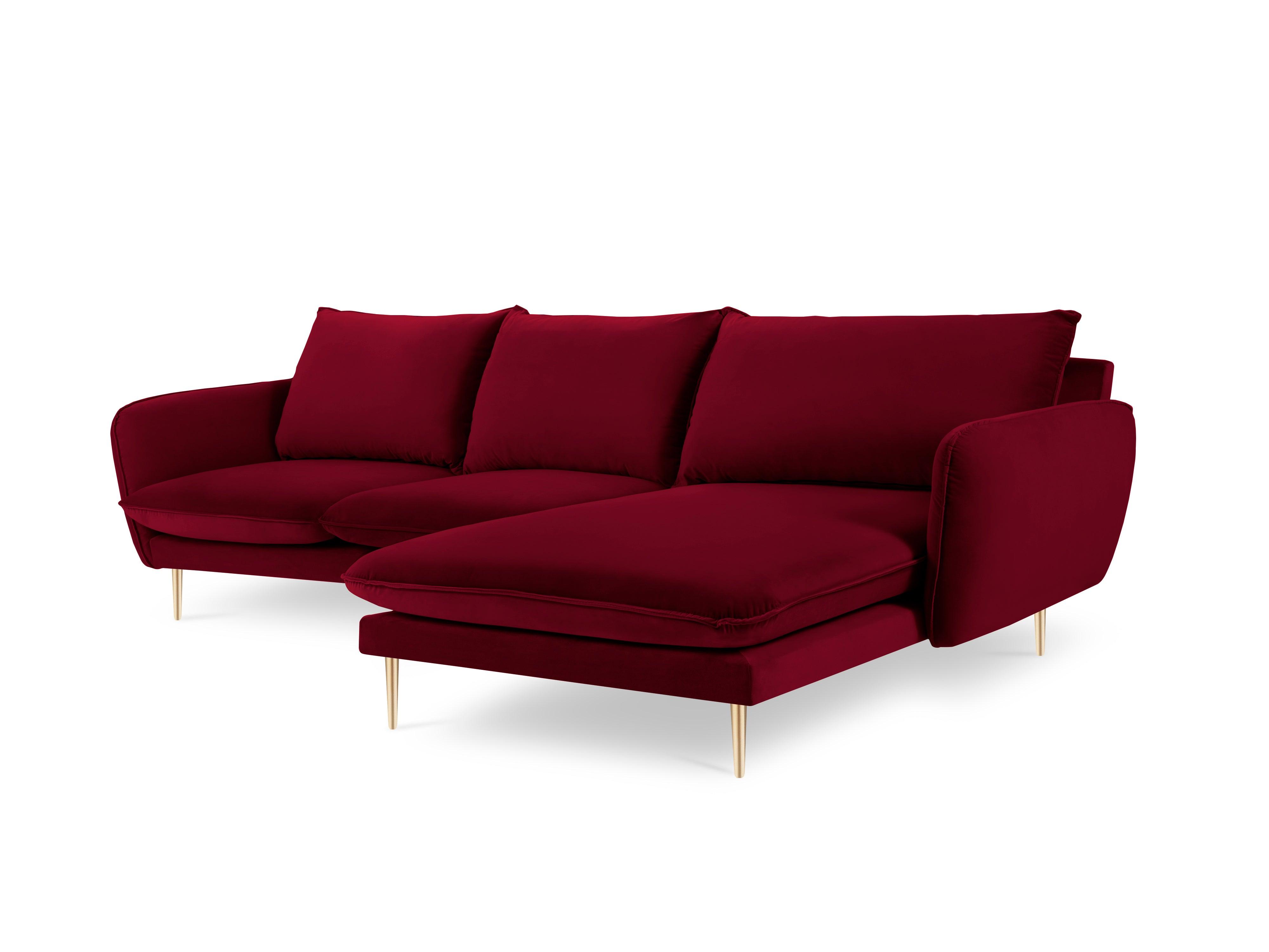 VIENNA right-hand velvet corner maroon with gold base - Eye on Design