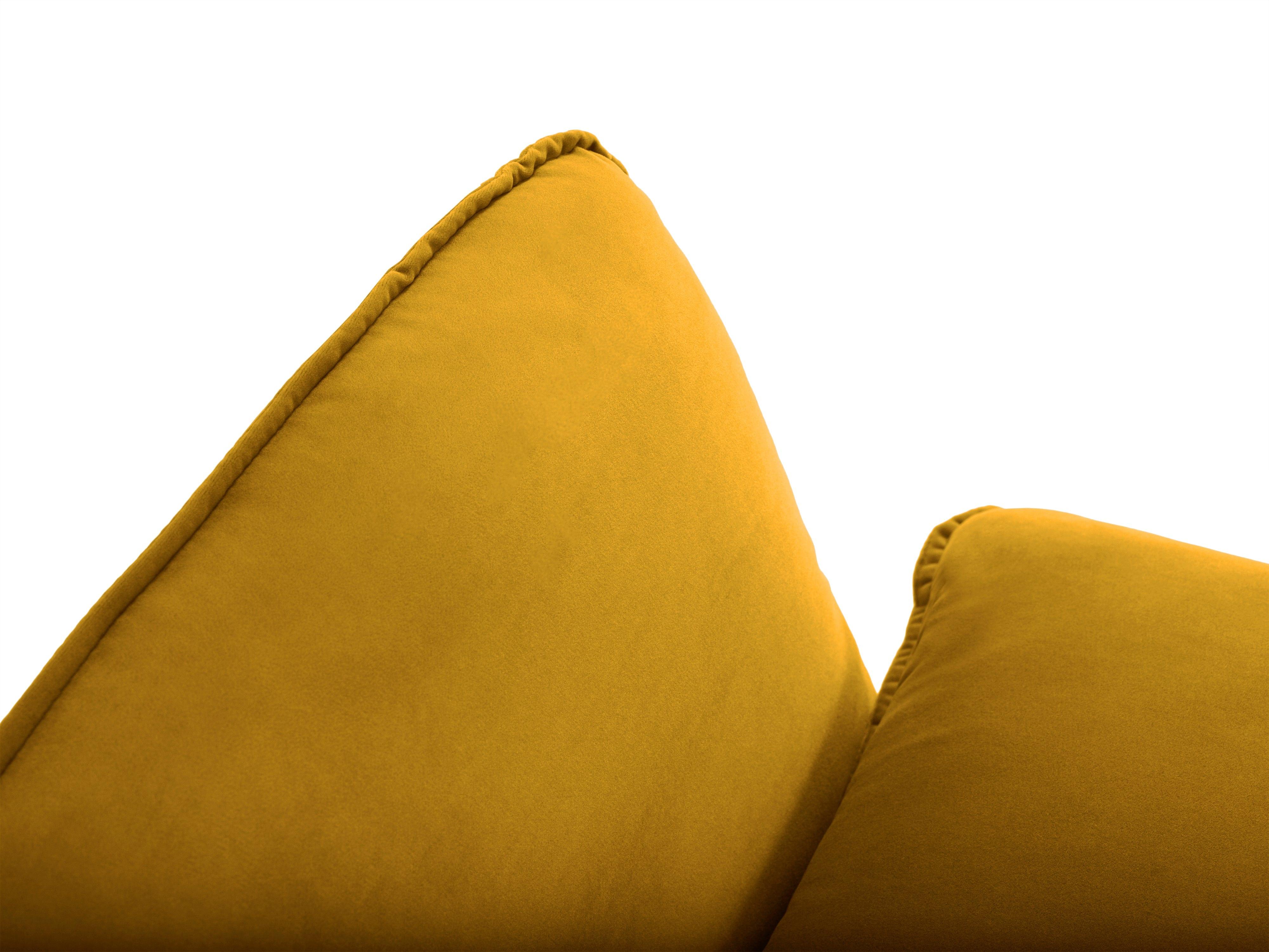 VIENNA right-hand velvet corner yellow with gold base - Eye on Design