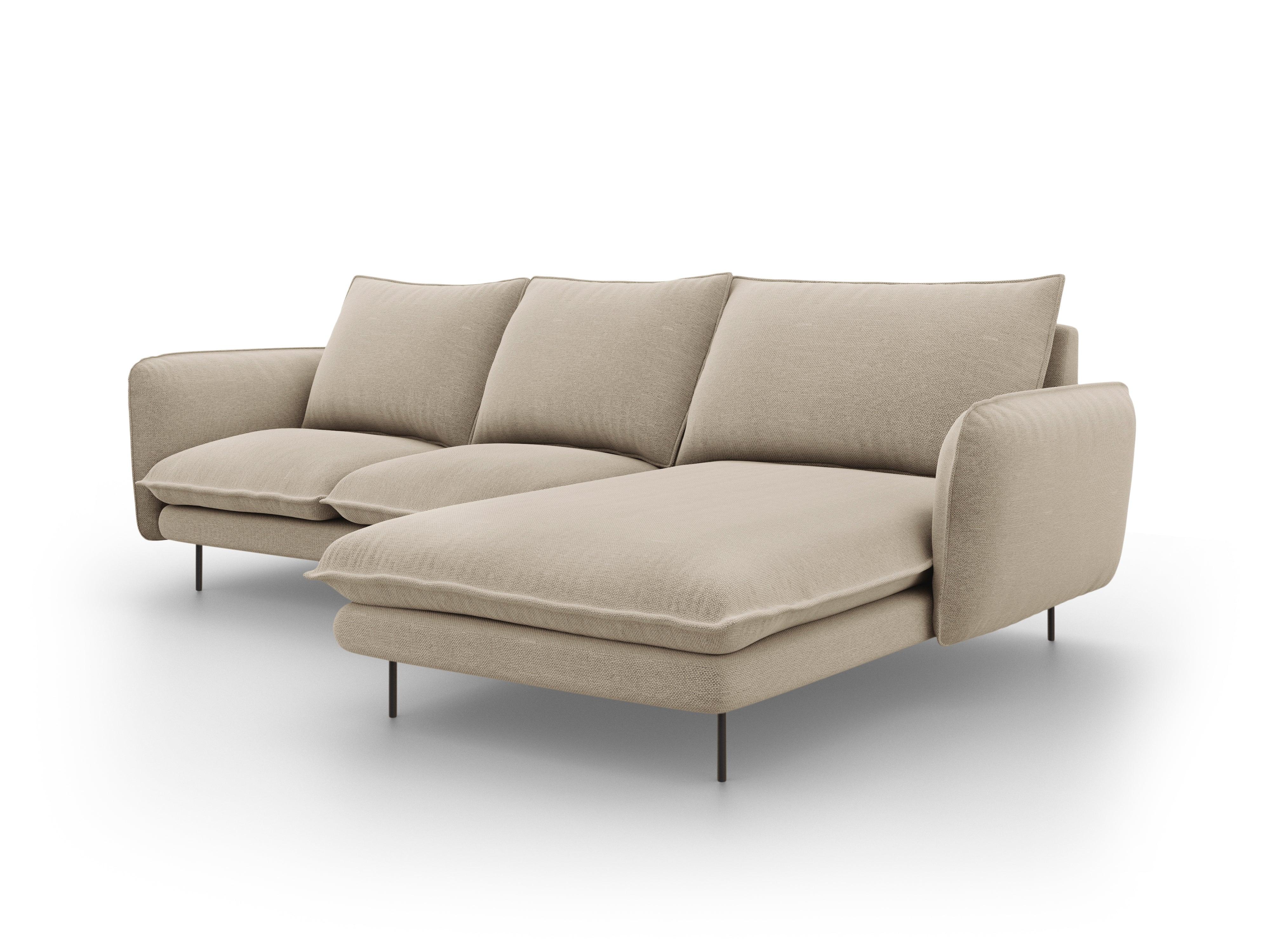 VIENNA right side corner sofa beige with black base - Eye on Design