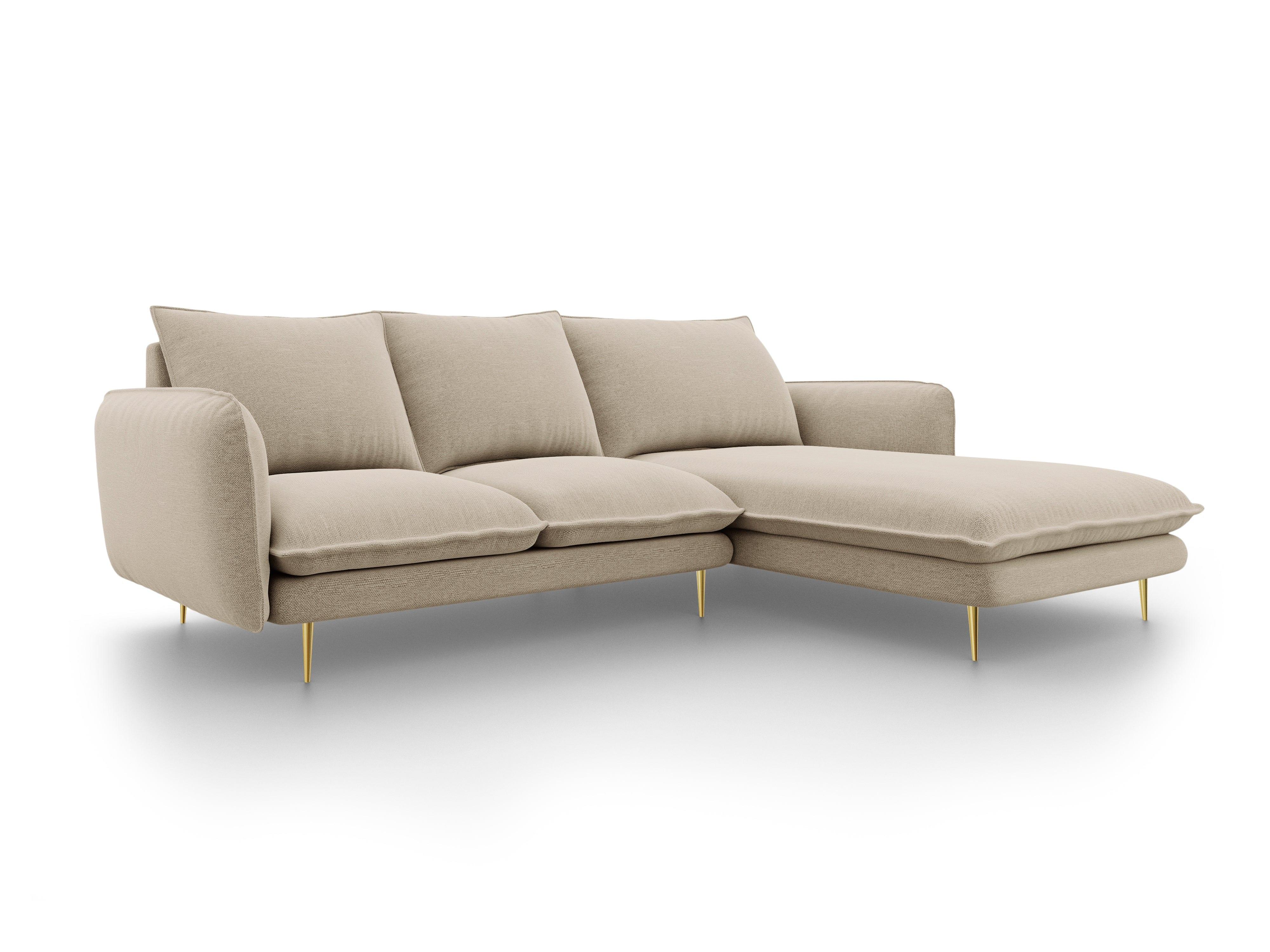 VIENNA right side corner sofa beige with gold base - Eye on Design