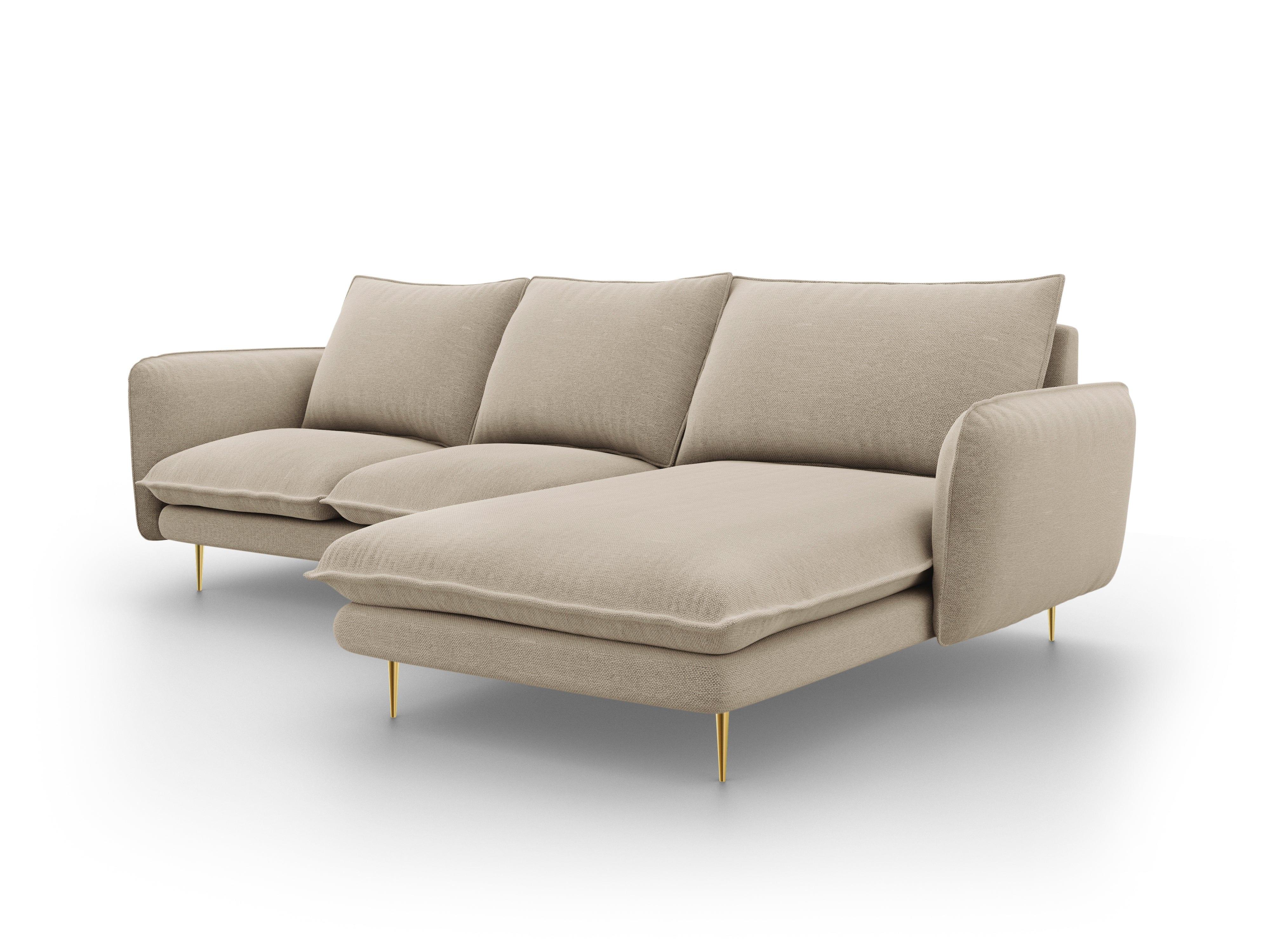 VIENNA right side corner sofa beige with gold base - Eye on Design