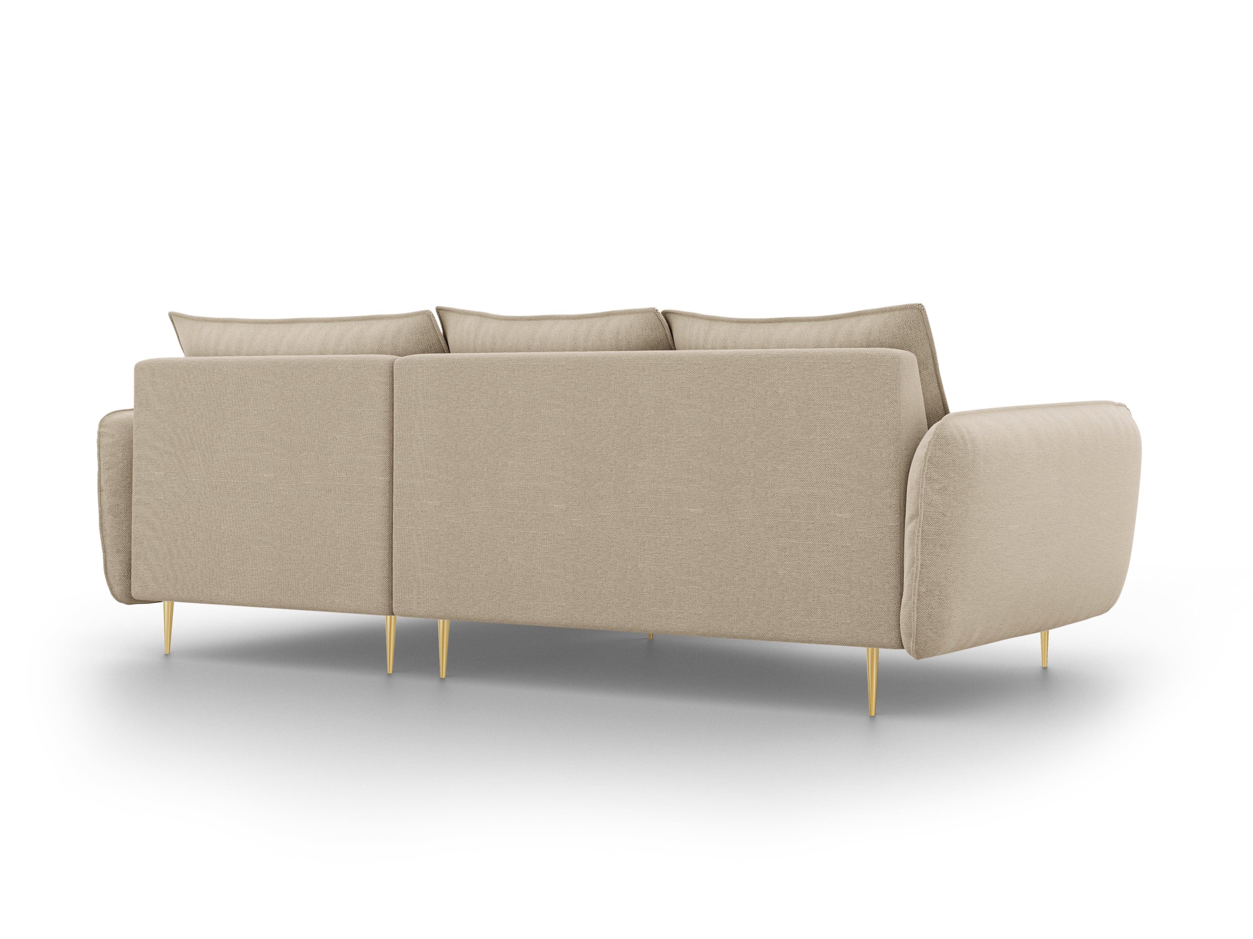 VIENNA right side corner sofa beige with gold base - Eye on Design