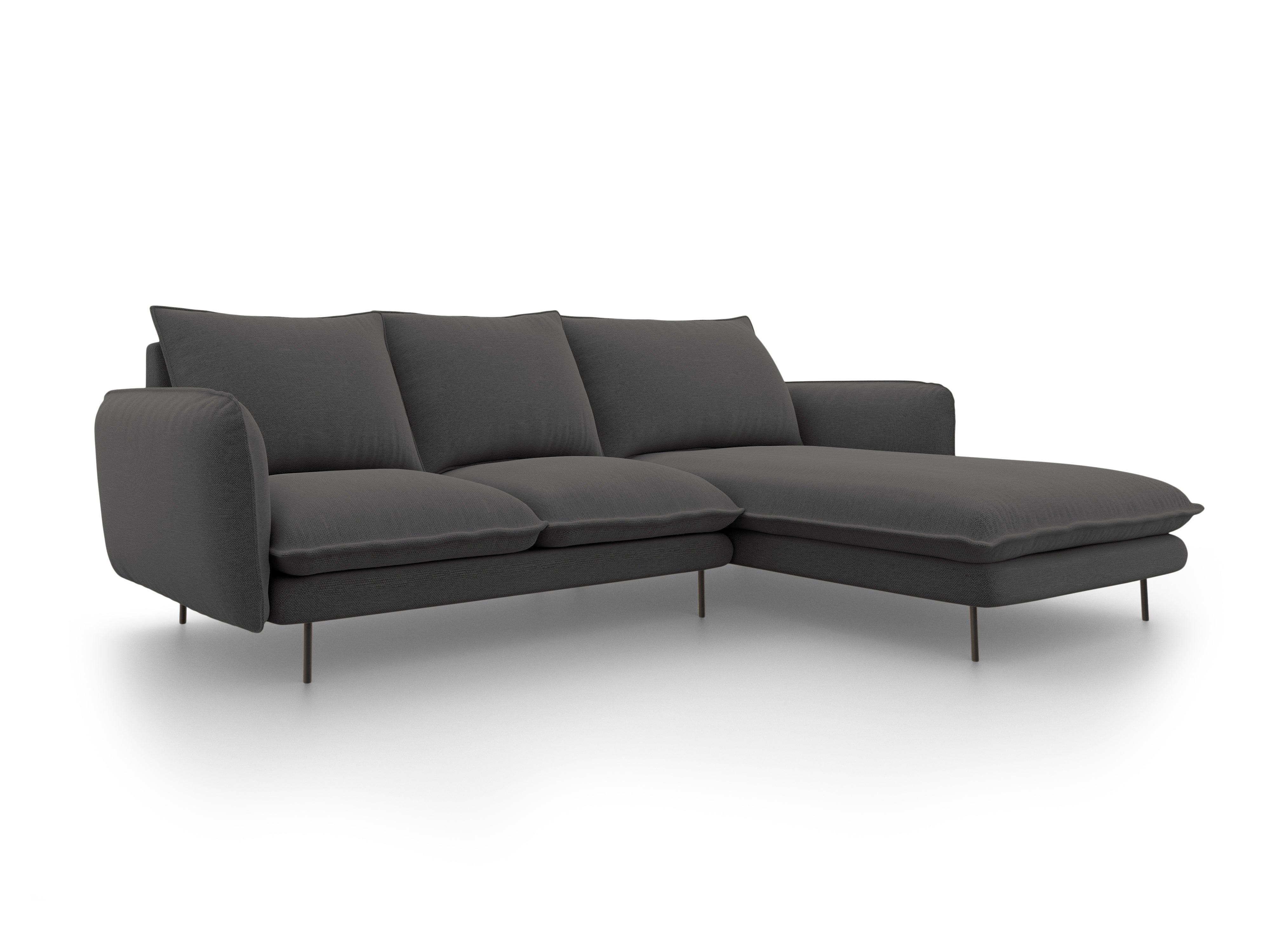 VIENNA right side corner sofa dark grey with black base - Eye on Design