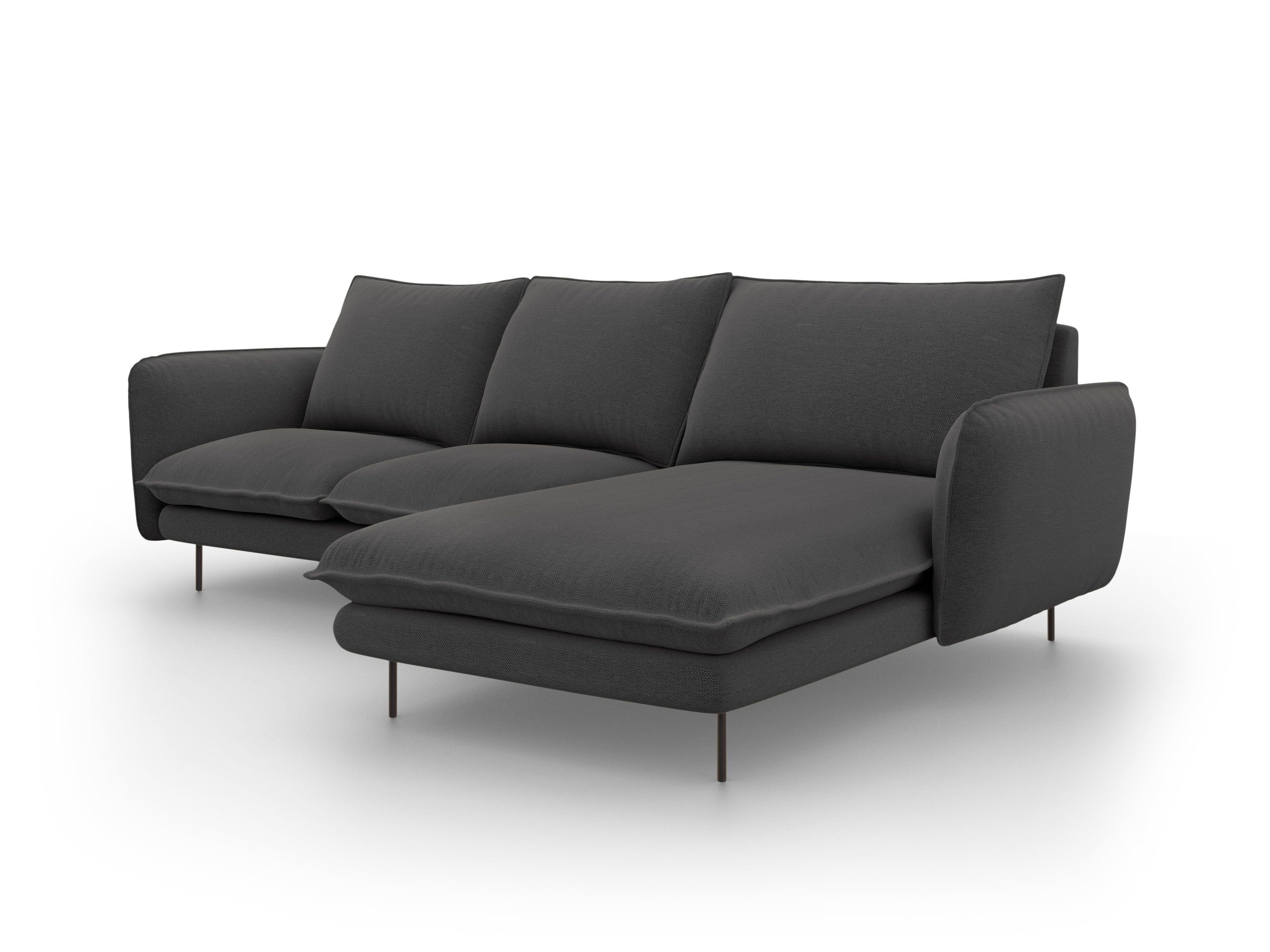 VIENNA right side corner sofa dark grey with black base - Eye on Design