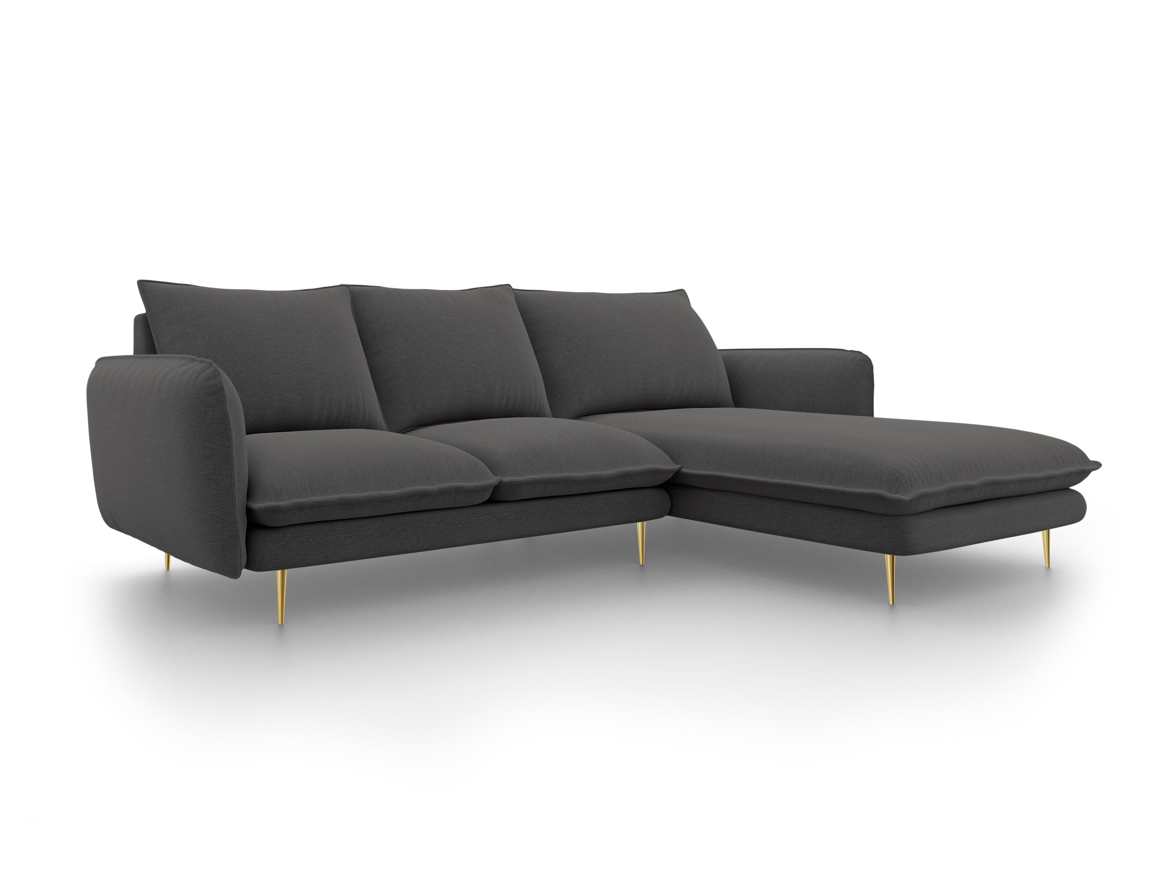 VIENNA right side corner sofa dark grey with gold base - Eye on Design