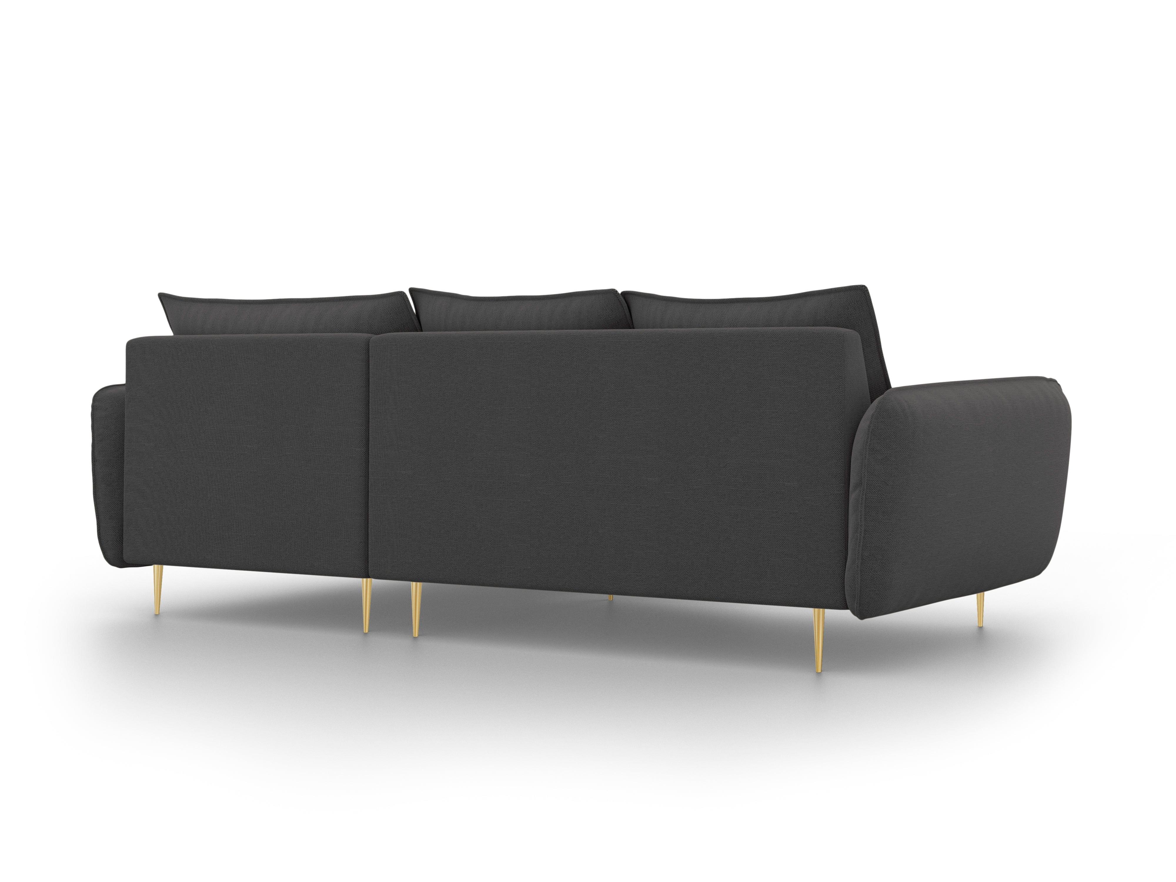 VIENNA right side corner sofa dark grey with gold base - Eye on Design