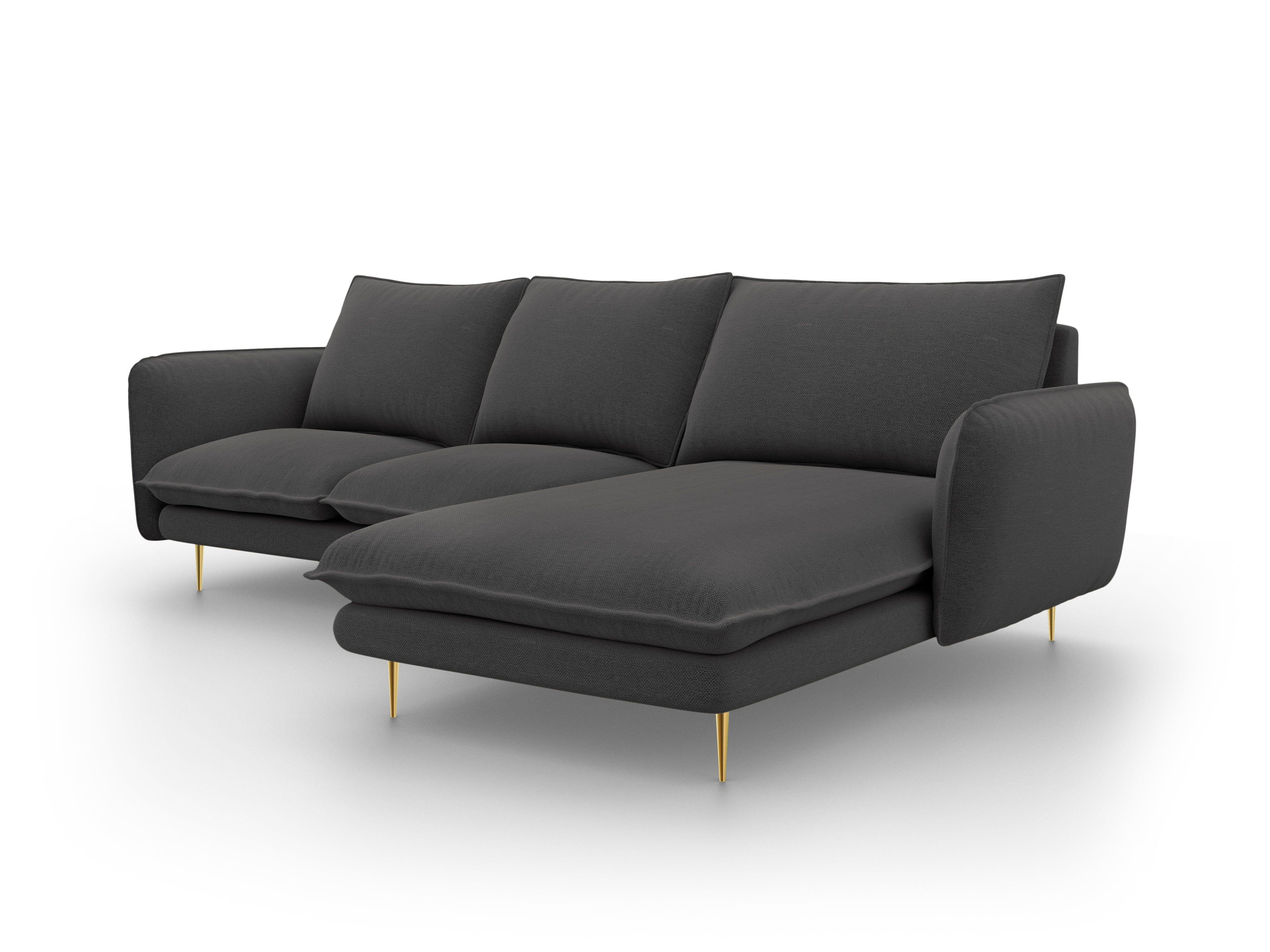 VIENNA right side corner sofa dark grey with gold base - Eye on Design