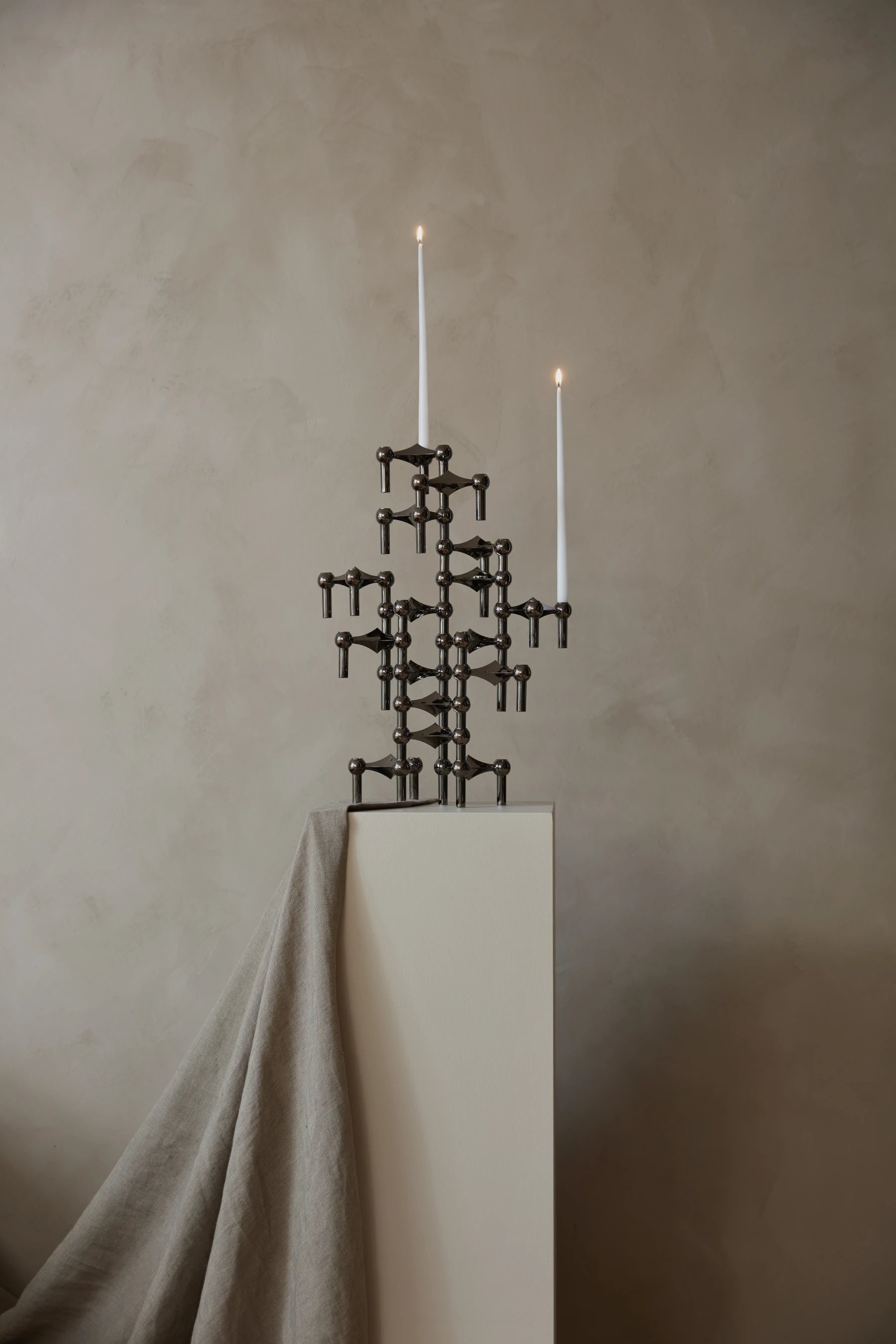 STOFF NAGEL Kerzenhalter-Set schwarz chrom